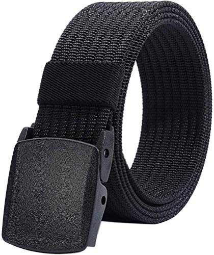 LionVII Cinture per Uomo Lavoro in Nylon Tessuto con Fibbia in Plastica 130cm (Nero)