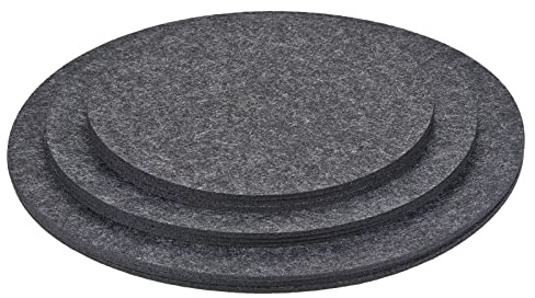 MECCANIXITY Plant Coasters 8 10 12 Inch Reversible Absorbent Waterproof Round Felt Pad Mat, Gray 9in1 Set
