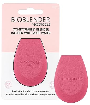 EcoTools Rose Biodegradable Makeup Sponge, Oval, for Foundation & Base Coverage, Vegan, Cruelty Free, 1 Count