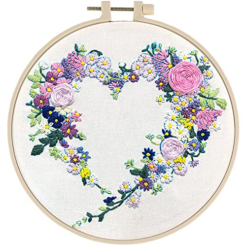 Sibba-Stickset mit Stempel für Anfänger Kreuzstich-Set mit Muster und Anleitung Stick-Starter-Set inklusive Stickrahmen Farbfäden und Stickerei