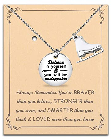 ENSIANTH Eislauf-Halskette Geschenke Schlittschuh-Halskette Eiskunstlauf Geschenke Halskette Eiskunstlauf Schmuck Schlittschuh Liebhaber Geschenke, meduim, Edelstahl Kupfer