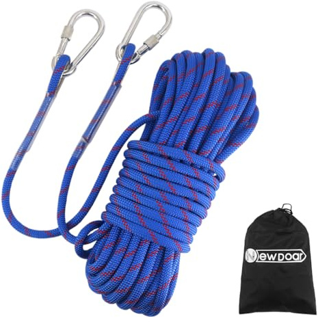 NewDoar 18KN statiskt klättringsrep 10 mm (3/8) tillbehörssladdutrustning 10 m (33 fot) (10 m), 20 m (98 fot) (30 m) 165 fot (50 m) fly rep isklättringsutrustning, brandräddningsrepblå/50 m