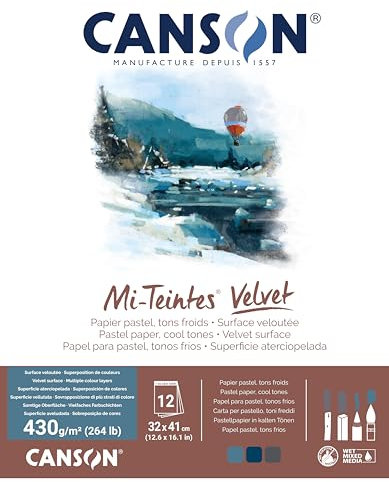 MI-TEINTES VELVET 32X41 430G Kühle Töne, Block 12 Seiten