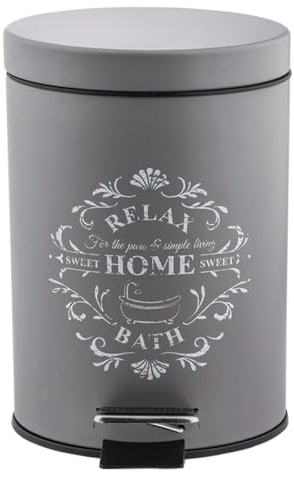 PALUPLUS Cestino da Bagno in Metallo con Coperchio, Misura 20,5x28 cm e Capacità 5 Litri, Pedale Apertura Automatica, Pattumiera con Secchio Estraibile per salviette, cosmetici -5271 (Grigio)