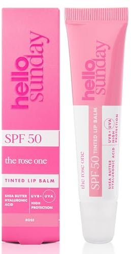 Hello Sunday The One For Your Lips SPF 50 Lip Balm with Squalane & Hyaluronic Acid | Hydrating, Non-Greasy, High Shine Finish, Fragrance Free | UVA & UVB Protection |Rose Bloom|15ml