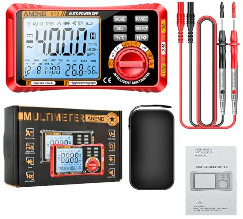 Geevorks Multímetro Digital Inteligente, 3 en 1 Polimetro Digital Automatico Profesional,con Calendario Perpetuo, Amperímetro, Voltímetro, 4000 Cuentas,Alta Precisión, Fácil de leer