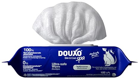 DOUXO Skin & Coat SPA – Ultra-Safe* Feuchttücher für Hund und Katze, 100 Tücher, entfernt Tränen- und Speichelrückstände, erfrischt das Fell und hinterlässt angenehmen Duft, hautfreundliche Rezeptur