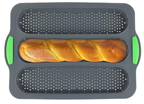 KITDAHOM Stampo Pane - Stampi per Pane, in Silicone con Fori di Aerazione, resistente al Calore e all'Umidità per una Cottura Facile, ideale per Baguette, Ciabatte e Focacce