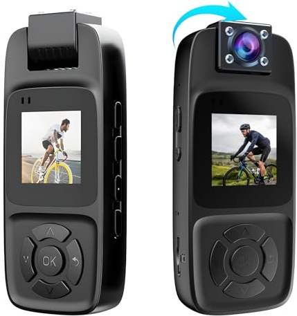 7JI BodyCam 256G Impermeabile con Funzione di Visione Notturna, Videocamera Indossabile 4K con Telecamera Ruotabile a 180°, Batteria da 180 Minuti per Ciclismo,Sport All'Aperto,Viaggi, Polizia
