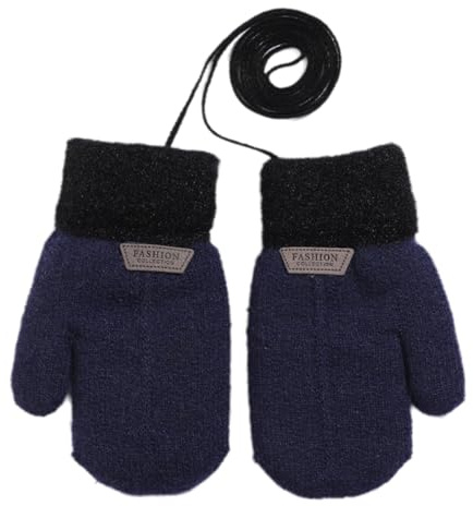 YAQUEKOU Gants d'hiver chauds pour enfants avec doublure en polaire - Pour filles et garçons - Gants en tricot épais - Gants thermiques pour bébé de 1 à 8 ans, bleu marine, 4-8 Jahren