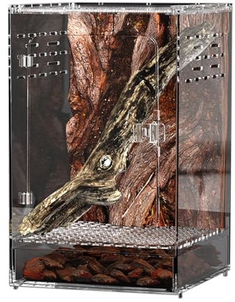 Jumping Spider-skåp: Ventilerad akryldesign, genomskinliga väggar, säkert låsbart lock, kompakt konstruktion Y | för reptiler, ödlor, malter, syror, escorpbaggar