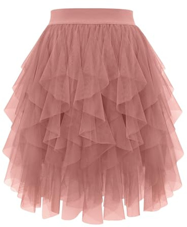 Paljettkjol, damer, puffy-kjol, asymmetrisk tyllkjol, glitter, karneval, kostym, tyll, mjuk kakkjol, kort, balett, tyll, röd, orange, gul, grön, dansklänning, kostym, damer, karnevalsgrupper,