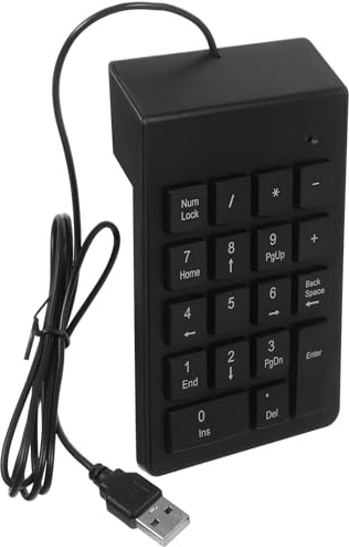 Warmhm Clavier Numérique Saisie et Gain de Place 19 Touches Filaire USB Pavé Numérique Mécanique Compact en Plastique Noir pour Finance et Comptabilité