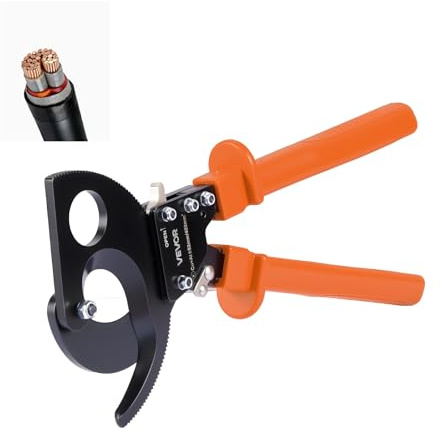 VEVOR Tagliacavi a Cricchetto Cesoia per Cavi Pinza Tagliacavi Lame in Acciaio Armonico Manici Rivestiti in PVC, Taglierina per Fili di Rame Alluminio Capacità max. 400 mm², Utensile per Elettricista