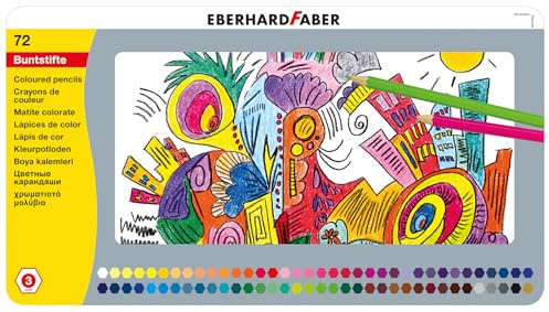 Eberhard Faber 514872 - Buntstifte Set in Metalletui, 72 Farbstifte in hexagonaler Form, bruchsicher