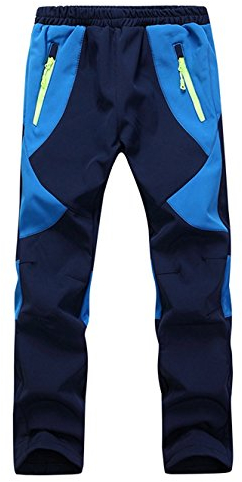 Echinodon Kinder Gefütterte Hose Softshellhose Wasserdicht Winddicht Atmungsaktiv Warm Regenhose Jungen Mädchen Trekkinghose Skihose Blau M