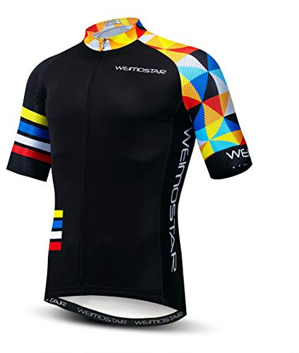 Weimostar Maglia da Ciclismo da Uomo Manica Corta da Bici MTB Jersey Zip Abbigliamento da Strada di Montagna Magliette da Bicicletta Magliette da Ciclismo da Corsa XXL
