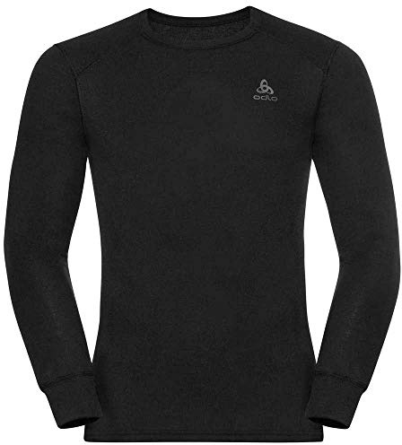 Odlo Ropa interior térmica para hombre Active Warm manga larga I Camiseta térmica I Ropa interior térmica para esquiar con cuello redondo