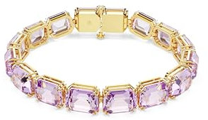 Swarovski Millenia Tennis Armband, Oktagon-Schliff, Violett, Goldlegierungsschicht