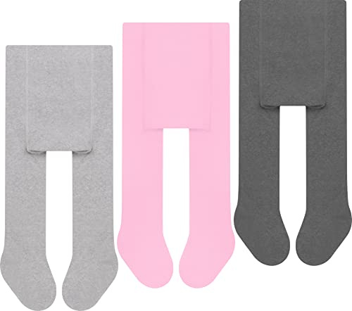 L&K-II Confezione da 3 Collant per Bambini, Neonate e Ragazzi in Maglia Multicolore 2766B 62-68