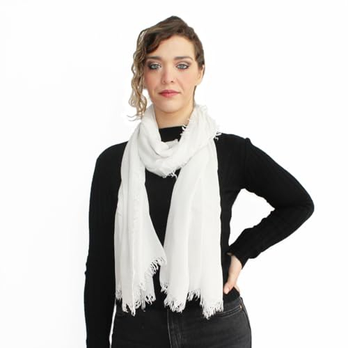 creazioni unique Bambus Schal Damen MADE IN ITALY - Frühling/Sommer Accessoire - Bamboo Scarf Women - Schals & Tücher für Damen (Weiß)