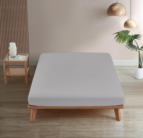 Homesty Premium Spannbettlaken – 100% Baumwolle Spannbetttuch - 30cm Steg - Bettlaken Öko Tex mit starkem Gummizug - geeignet für alle Matratzen (160 x 200 + 30 cm, Grau)