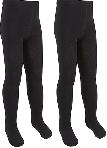 CHAAL® 2 Tights Girls Cotton Uniform School Kids Plain Tights School Warm Thick Children Winter Warm Cotton Rich Tight Plain Super Soft Tight Everyday use Black 5-6 Yrs