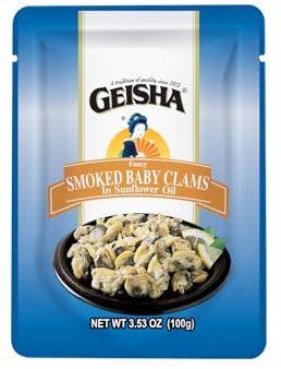 GEISHA Smoked Baby Clams in Sunflower Oil 3.53oz (Pack of 24), Baby Clams| Gluten Free – No Sugar Added – Wild Caught – Good Source of Protein