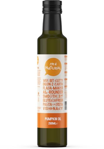 I'm a Natural Pumpkin Seed Oil 250ml | Styrian-Style Culinary Pumpkin Oil | Cold-Pressed & Unrefined | Rich Roasted Nutty Flavour | for Salads, Soups & Drizzling | Dark Glass Bottle