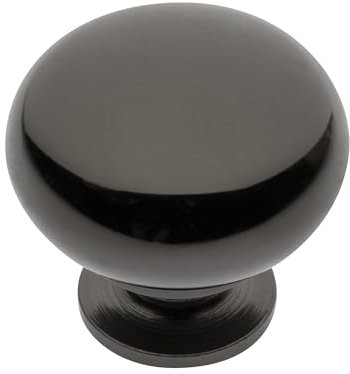 GTV - Bergamo Knob Diameter 3 cm I Furniture Knobs with Screws I Cupboard Knobs Kitchen Knobs Door Knob Drawer Knob Handle Furniture Handles I Black Chrome