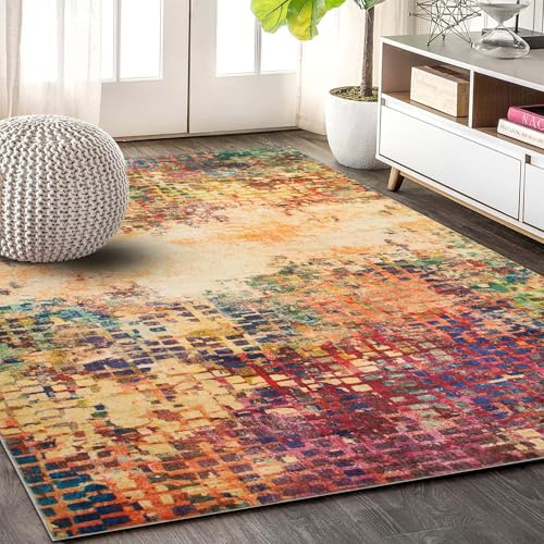 Imperial Rooms Washable Rugs Living Room 80x150 cm – Soft Short Pile Area Rugs For Bedroom Dining Room Non Slip Carpet Bedside Rug Traditional Multicolored Design Vintage Boho Cashmere Rug, Vibrant