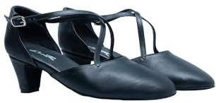 Anniel 2062 - Scarpe da Ballo in Pelle Broadway/Sala. Fondo Scamosciato.Tacco 5cm. Made in Italy (Nero, Sistema Taglie Calzature EU, Adulto, Donna, Numero, Media, 37)