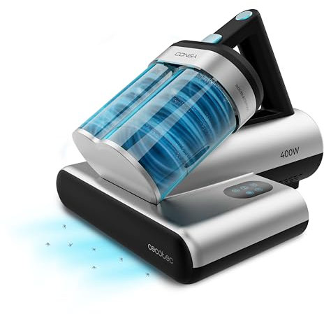 Cecotec Limpiador Aspirador de Tapicerías Conga Rockstar 4000 Mattress. ForceSonic 400W, 13 kPa, UV-C Light, Heat Tech, Cepillo motorizado Power Brush, Cable XXL 5m, Doble depósito, Aromaterapia