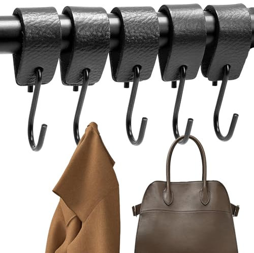 Lot de 5 crochets en S - Noir - Pour suspendre des vêtements - Crochets de suspension - Crochets de suspension - Crochets polyvalents - Pour penderie, penderie, cuisine, salle de bain