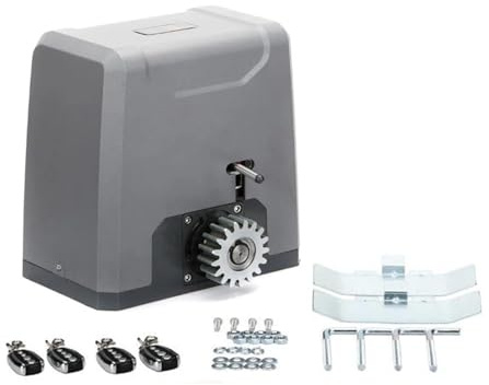 Moteur de portail coulissant, Ouvre-porte coulissante automatique, 1500KG, 3200LBS, 4 télécommandes, opérateur électrique avec support de 3m, 4m, 5m, 6m pour moteur de portail coulissant(4m steel rack