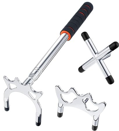 Sinsilvie Pont de queue de billard avec 3 têtes de pont en laiton, 33 à 152,4 cm, rouge ou gris. Accessoires de pont de queue de billard (tête argentée)