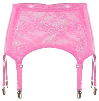 Kaerm konstläder strapsbälte dam straps underkläder set wetlook strapshållare bred strumpeband med 6 hållare strumphållare höfthållare