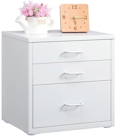 HollyHOME Desktop Drawers Filing Cabinet with 3 Drawers, Organizer Vertical File Cabinets for A4 Letter Size Metal Storage Drawer for Home Office Self-assemble,White