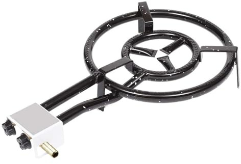PALUPLUS Bruciatore a Gas per Padelle o Paellera, Diametro 40 cm, Bruciatore a 2 Fuochi in Acciaio Smaltato con Doppio Regolatore Fiamma, Adatto a padelle da 30 a 60 cm, Potenza 11,4 Kw -4000F