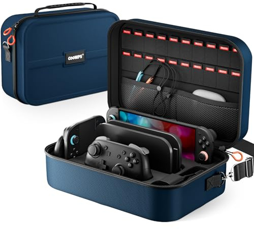 ZOZOVR Switch 2 Custodia per Nintendo Switch 2 (2025), Custodia Rigida Portatile con Protezione Totale da Viaggio, 20 Slot per Giochi, Borsa Grande Antipolvere per Switch 2 Accessori, Blu