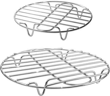 PARFCO 2 Piezas Rejillas de Enfriamiento Redondas de Acero Inoxidable, 27,5 cm y 20 cm, Rejilla Horno Multifuncional, Rejilla para Hornear con Altura de 3 cm, Ideal para Enfriar, CoccióN Al Vapor