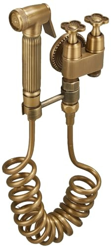 SXWYLZ Kit Douchette Wc Antique Ensemble de Douchette à Main pour Bidet Une Entrée et Deux Sorties Idéal pour le Nettoyage de la Salle de Bain et L'Hygiène de Bébé