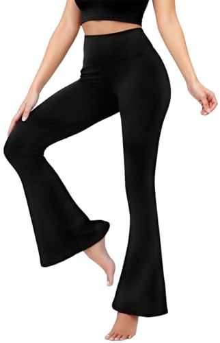 viiotu Flared Leggings Women, High Waisted Yoga Pants for Women, Flared Trousers Bootleg Boot Cut Pants Black