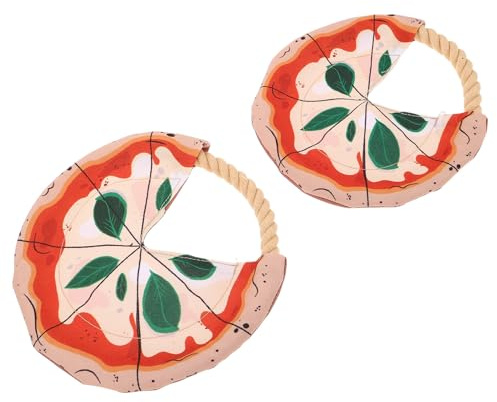 LOORGVEL Dischi Volanti Giocattoli Interattivi 2 Pezzi in Corda di Cotone per Cani a Forma di Pizza Sicuri per Masticare per Cuccioli per Addestramento Outdoor