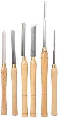 Juego de herramientas de torneado de madera de 6 piezas con cuchillas de acero de alta velocidad y mangos de madera Fraxinus Mandshurica, cinceles para tallar madera para