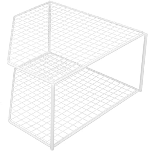 Housoutil Kitchen Pan Rack Corner Stand Two-Tier Small Shelf for Household Cookware Storage
