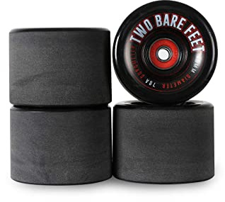 Two Bare Feet 70mm Super Grip Longboard Skate Wheel Set (Black with bearings)