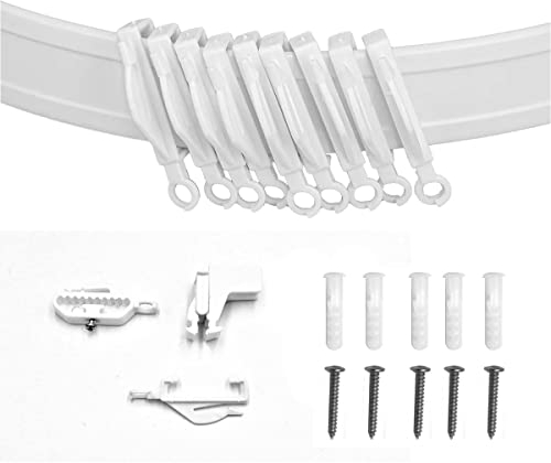 REMI TOOLS LTD 10 FT Plastic Curtain Track Glider Rail For Straight And Bay Windows White (12 Bracket, 6 Ends, 40 Gliders, 12 Screws)