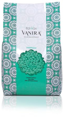 Italwax Vanira - 1kg - Perline di cera per dura per la depilazione a caldo senza strisce - Procedura SPA - Aroma sandalo​