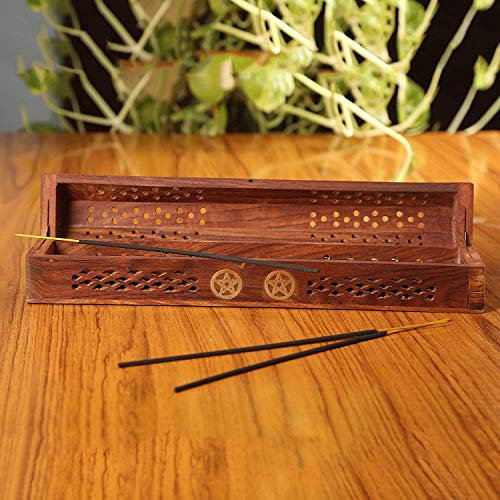 Simply essential' Wooden Incense Joss Stick Cone Holder Smoke Box Pantagon